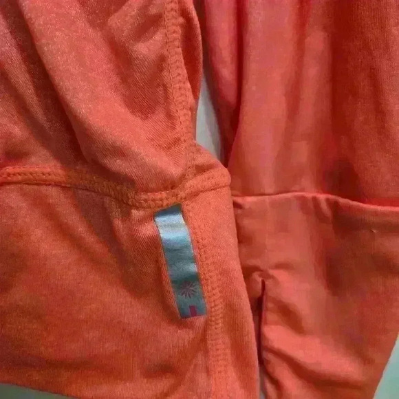 Tangerine Orange Ruched Long Sleeve Running Shirt Top Size M Activewear - Picture 5 of 13